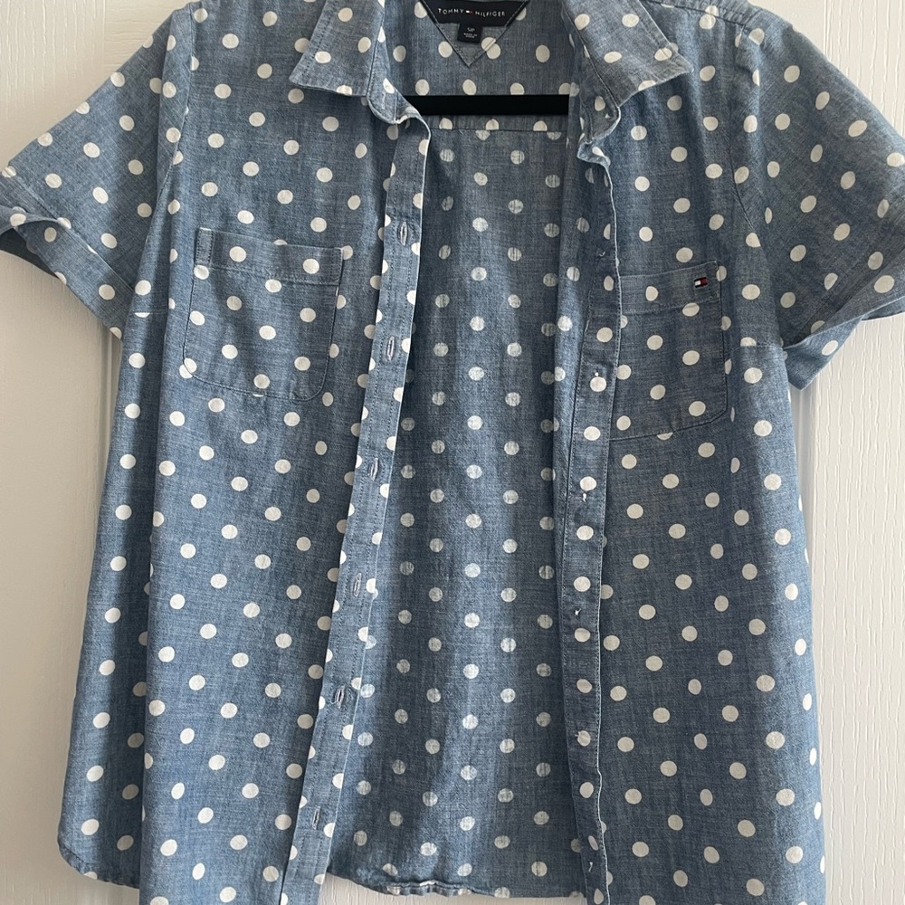 Tommy Hilfiger Light Blue Polka Dot Shirt